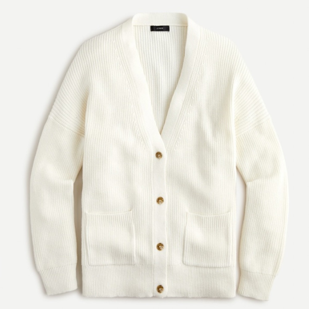 J crew vneck cotton cashmere cardigan sweater